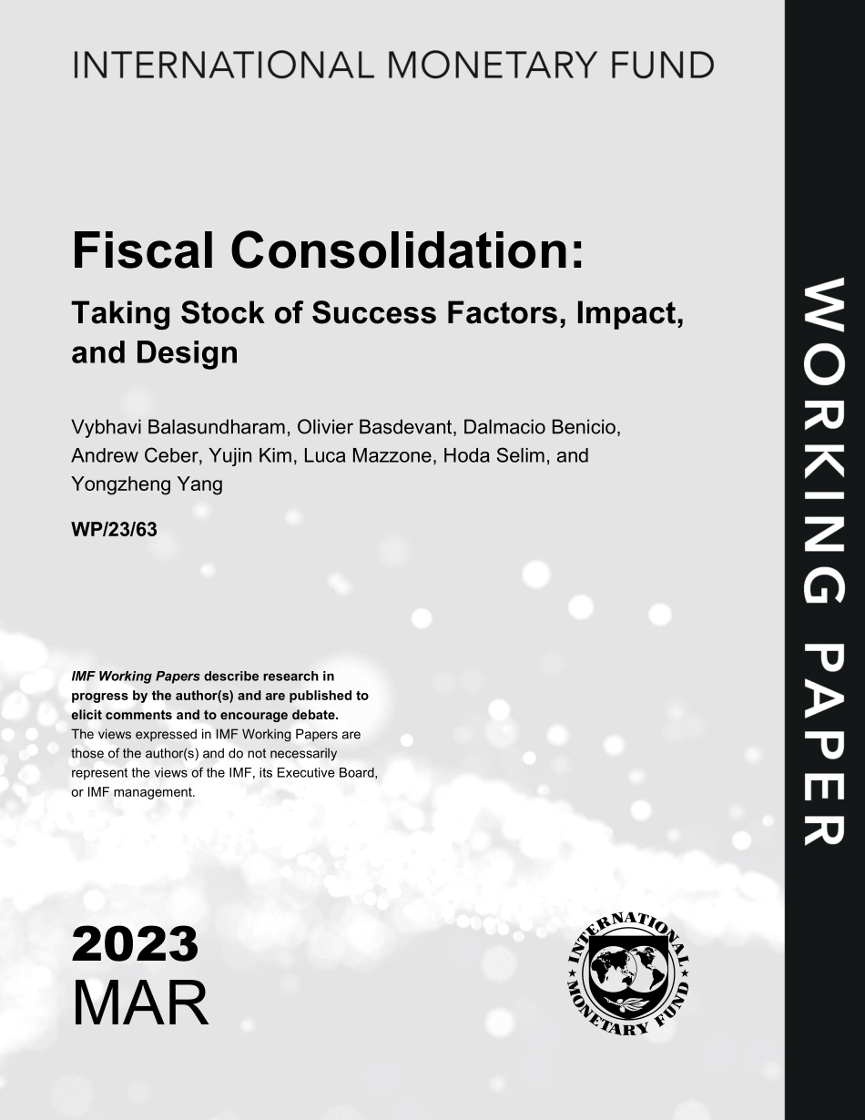 IMF-财政整合：评估成功因素、影响和设计（英）-2023-WN5.pdf_第1页