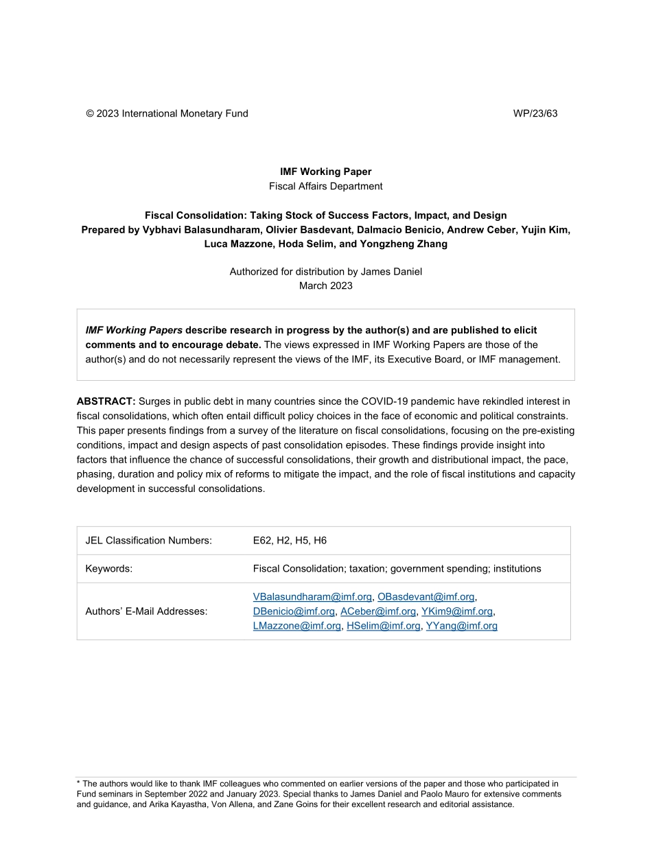 IMF-财政整合：评估成功因素、影响和设计（英）-2023-WN5.pdf_第3页