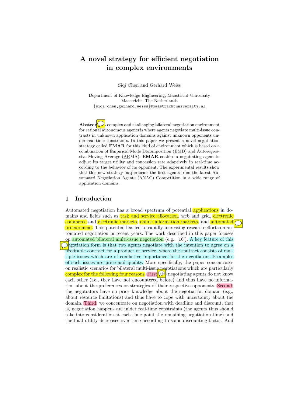 A novel strategy for eﬃcient negotiation in complex environments.pdf_第1页