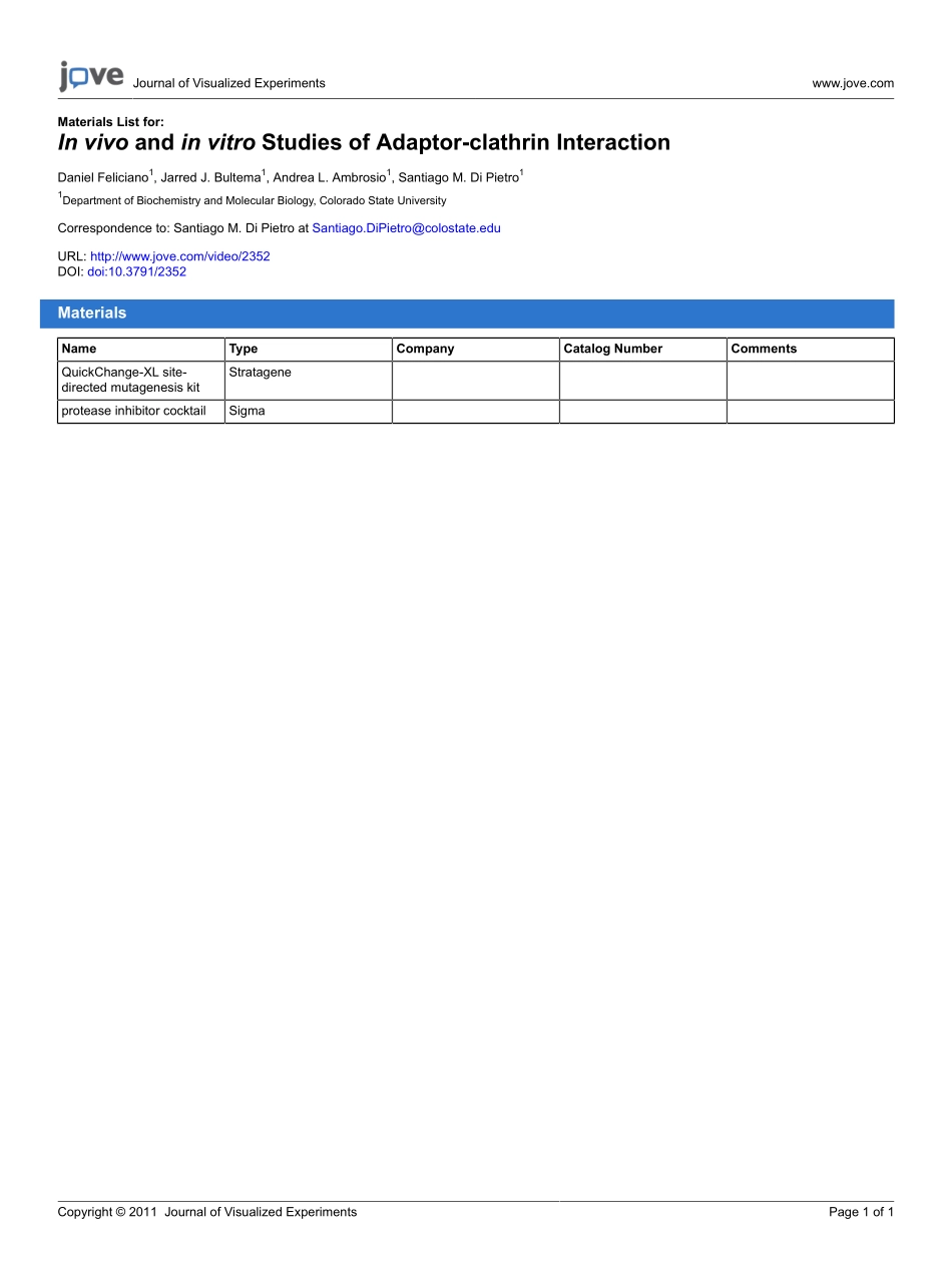 jove-materials-2352-in-vivo-and-in-vitro-studies-of-adaptor-cl.pdf_第1页