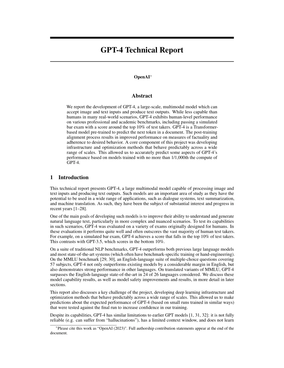 OpenAI：GPT-4 技术报告（英文版）.pdf_第1页