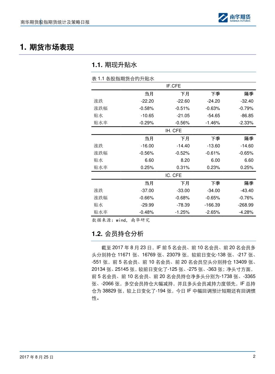 20170825-南华期货-股指期货统计及策略日报：继续回调！.pdf_第2页