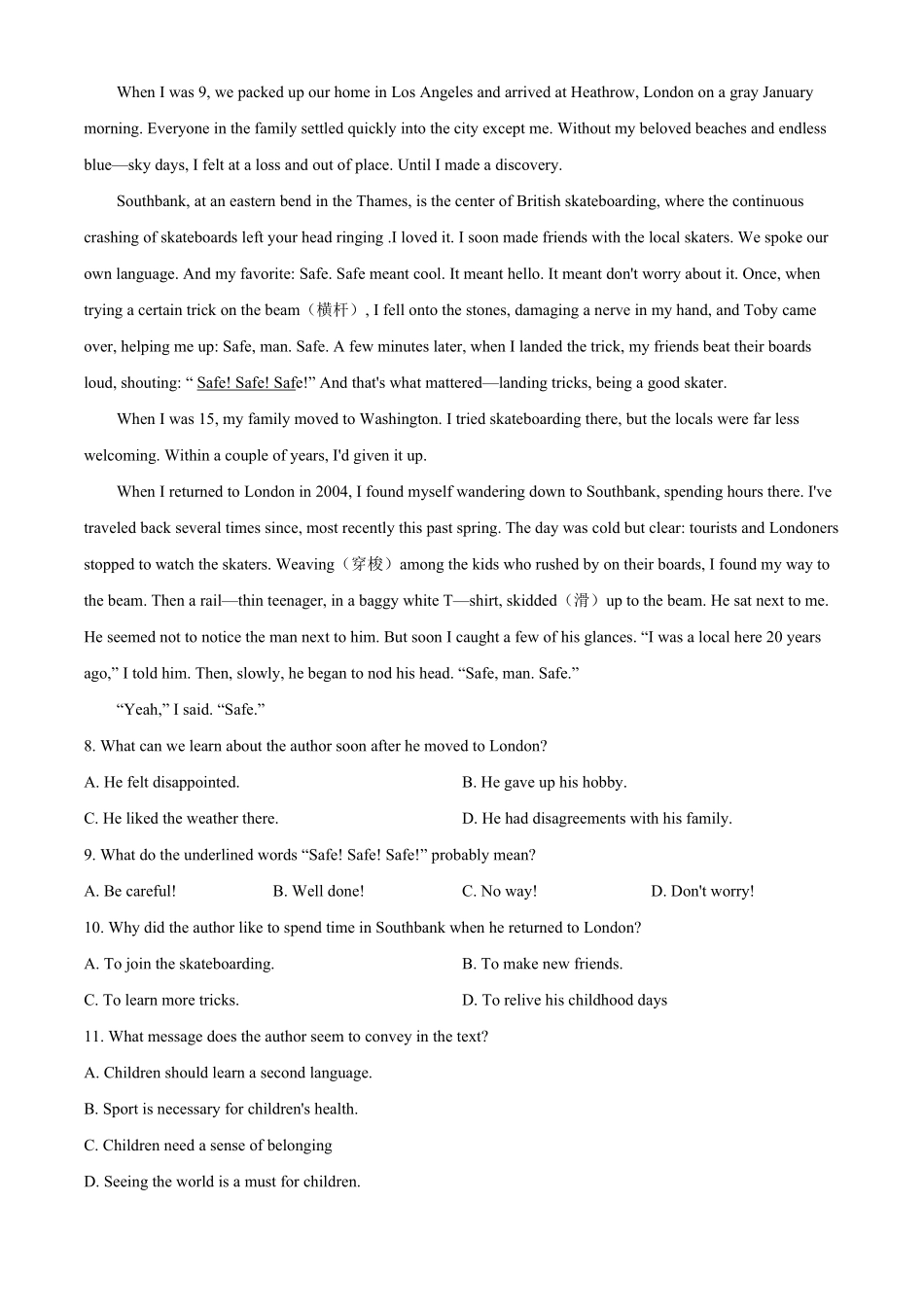 2021年全国统一高考英语试卷（新课标ⅲ）（原卷版）.pdf_第3页