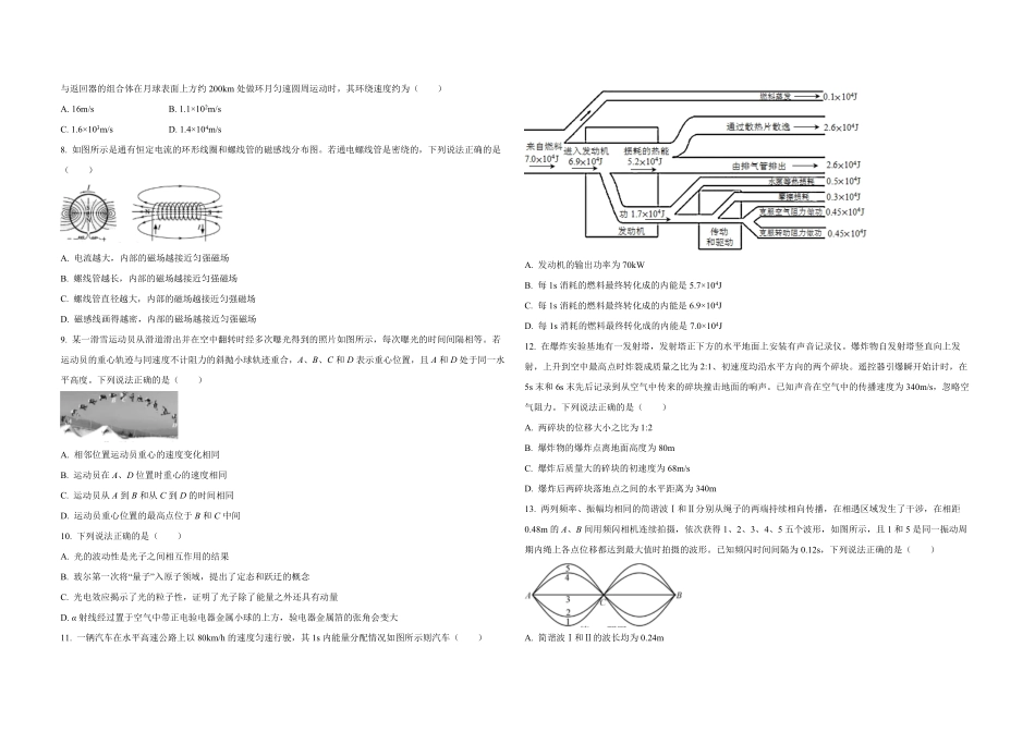2021年浙江省高考物理【1月】（原卷版）(1).pdf_第2页