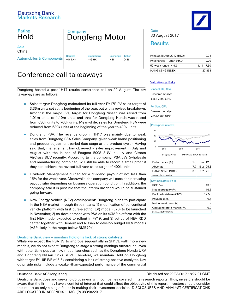 20170830-德意志银行-东风集团股份-00489.HK-Conference call takeaways.pdf_第1页