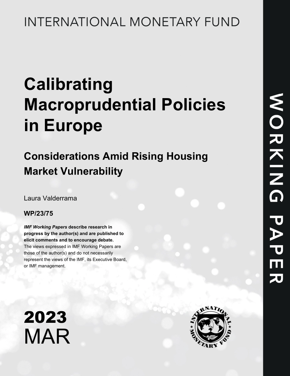IMF-在住房市场脆弱性上升的情况下调整欧洲的宏观审慎政策（英）-2023-WN5.pdf_第1页
