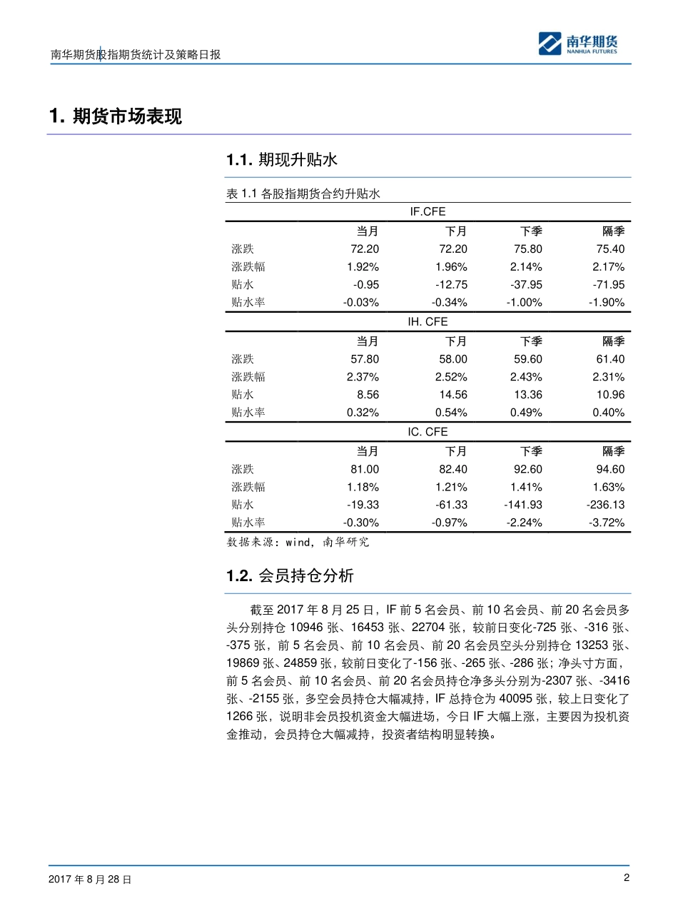 20170828-南华期货-股指期货统计及策略日报：震荡上涨！.pdf_第2页