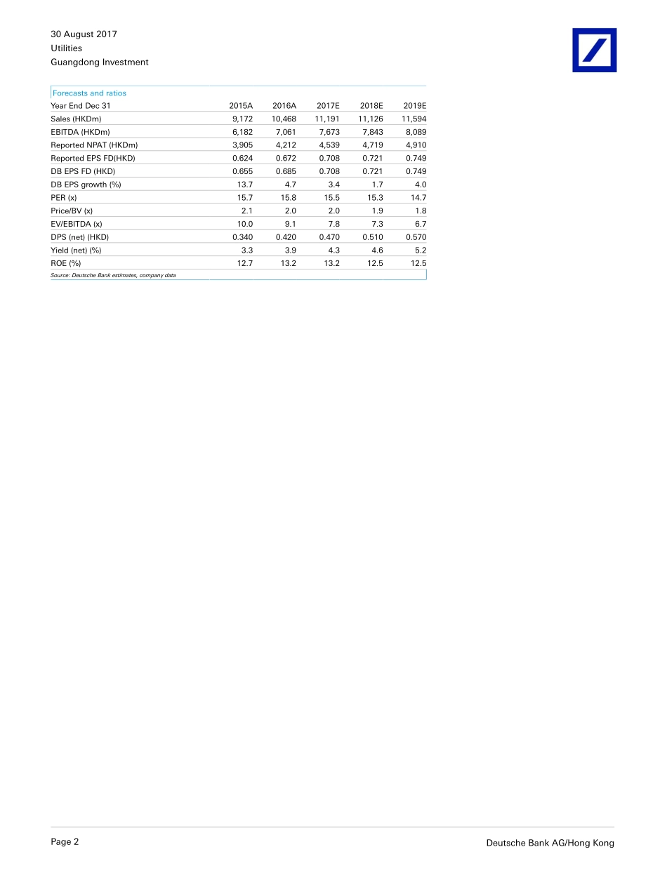 20170830-德意志银行-粤海投资-00270.HK-Positive surprise from dividend despite in-line 1H17; Buy.pdf_第2页