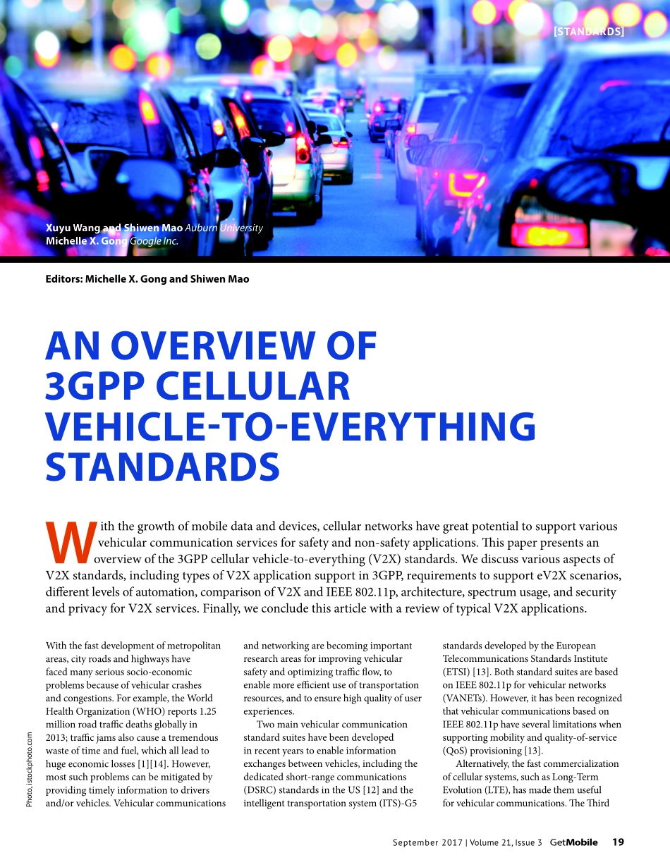 AN OVERVIEW OF 3GPP CELLULAR VEHICLE-TO-EVERYTHING STANDARDS.pdf_第1页