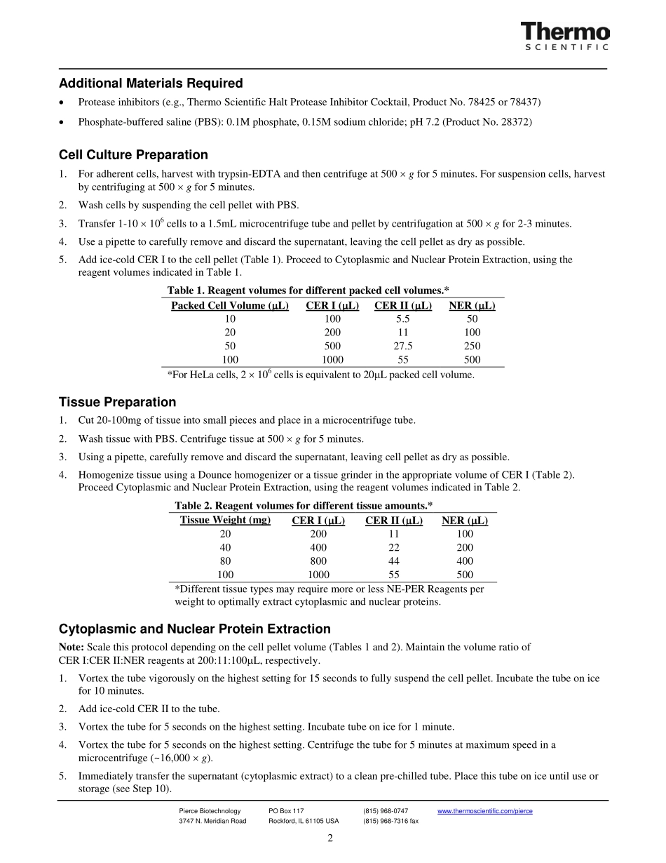 NE-PER® Nuclear and Cytoplasmic Extraction Reagents.pdf_第2页