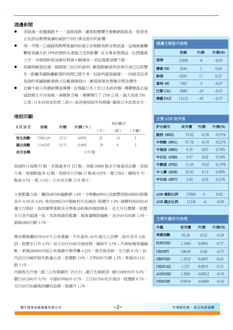 20170829-耀才证券-每日投资锦囊.pdf_第2页