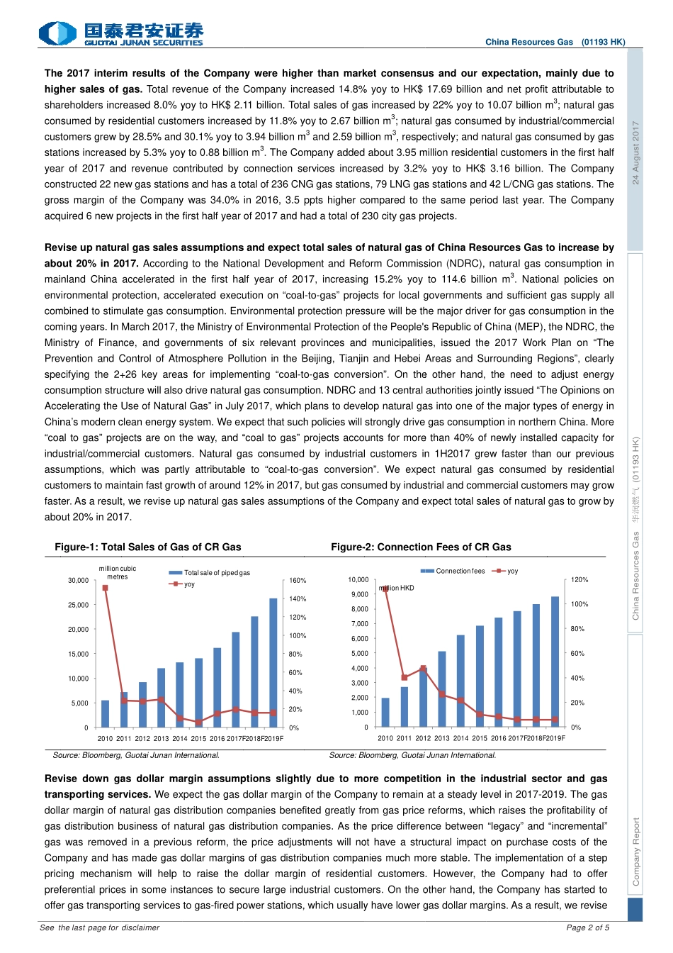 20170824-国泰君安(香港)-华润燃气-01193.HK-2017年中期业绩超出市场预期维持“买入”评级.pdf_第2页