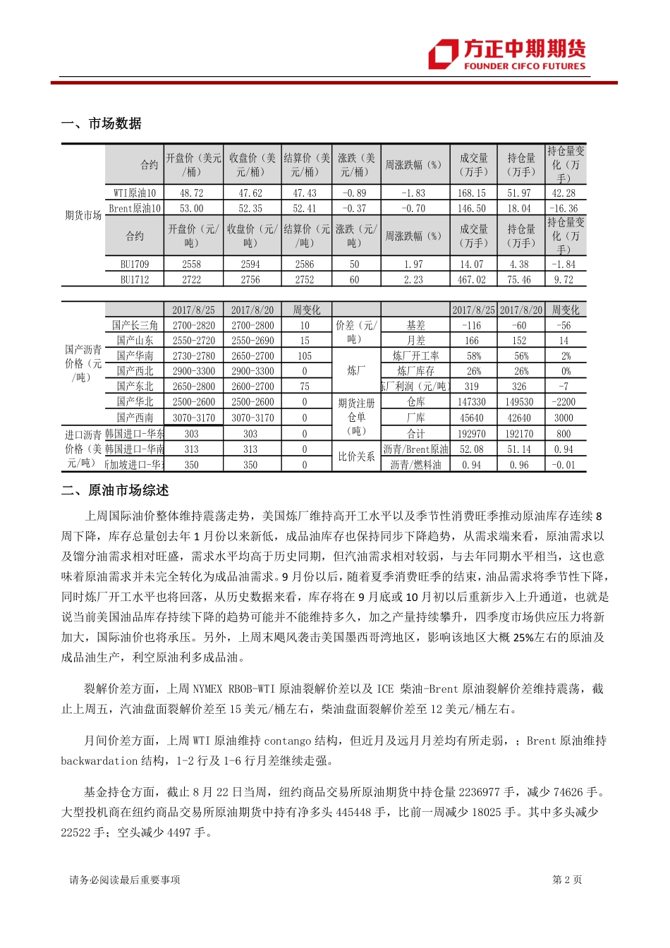 20170828-中期期货-原油、沥青周报：飓风侵袭美湾 沥青现货仍向好.pdf_第2页