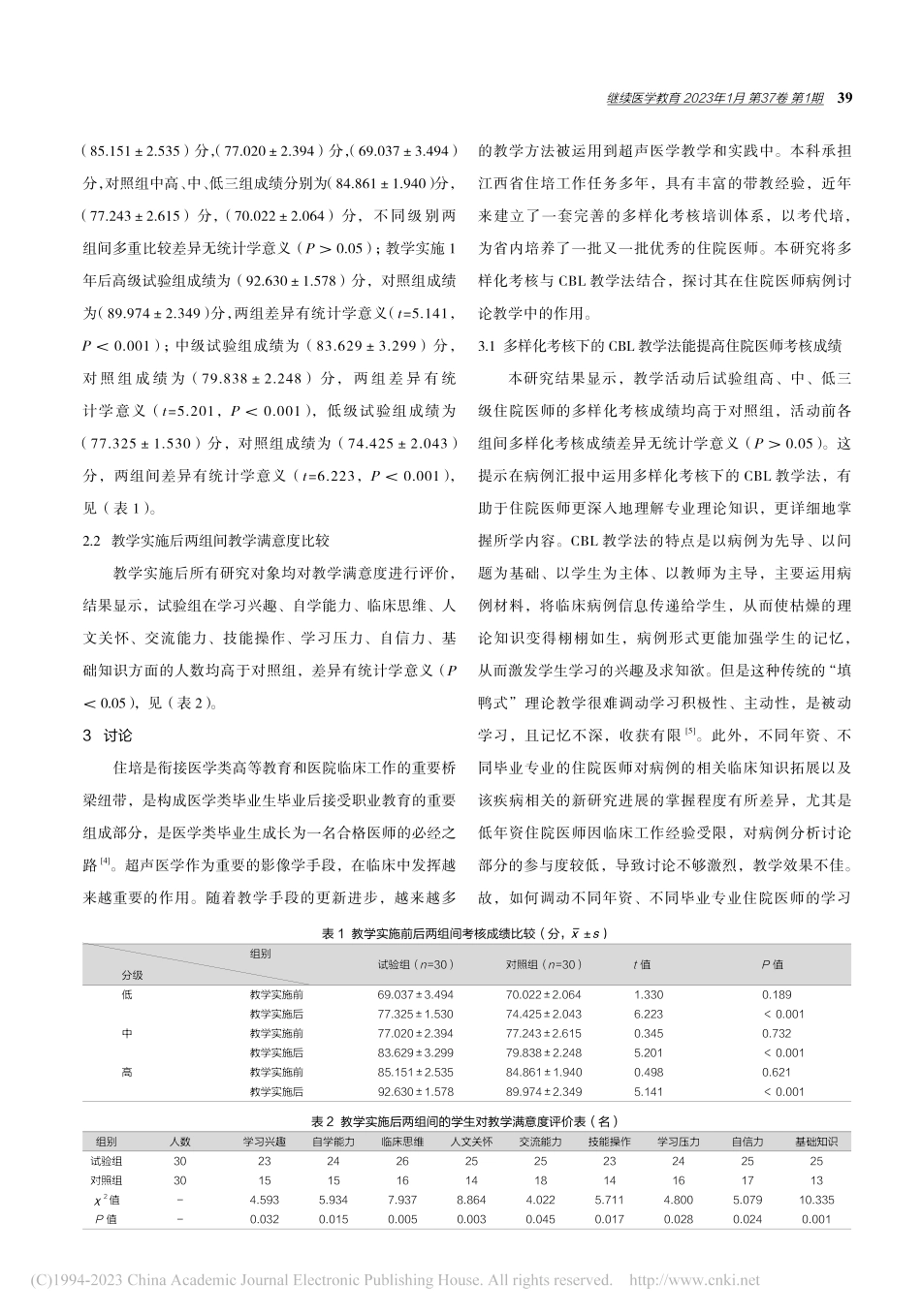 多样化考核模式下的CBL教学法在超声住培中的应用_张卫平.pdf_第3页