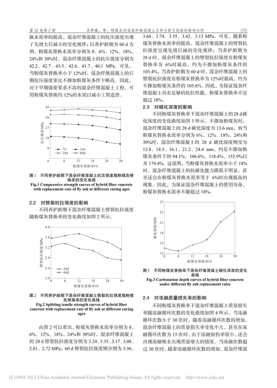 粉煤灰对混杂纤维混凝土力学与耐久性能的影响分析_吴群威.pdf_第3页