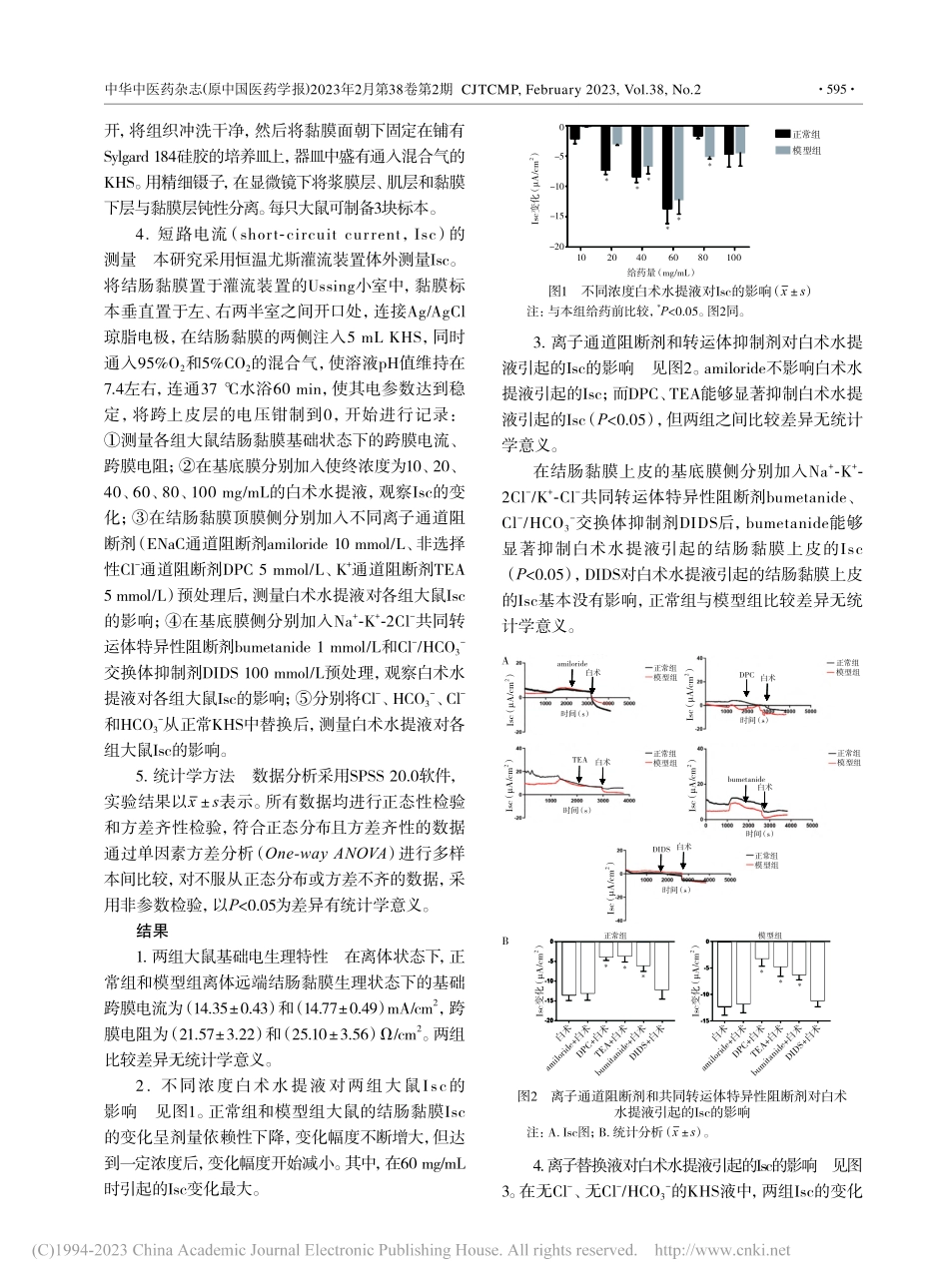 麸炒白术水提液对实验性功能...Cl--、K-+转运的影响_张敏.pdf_第3页