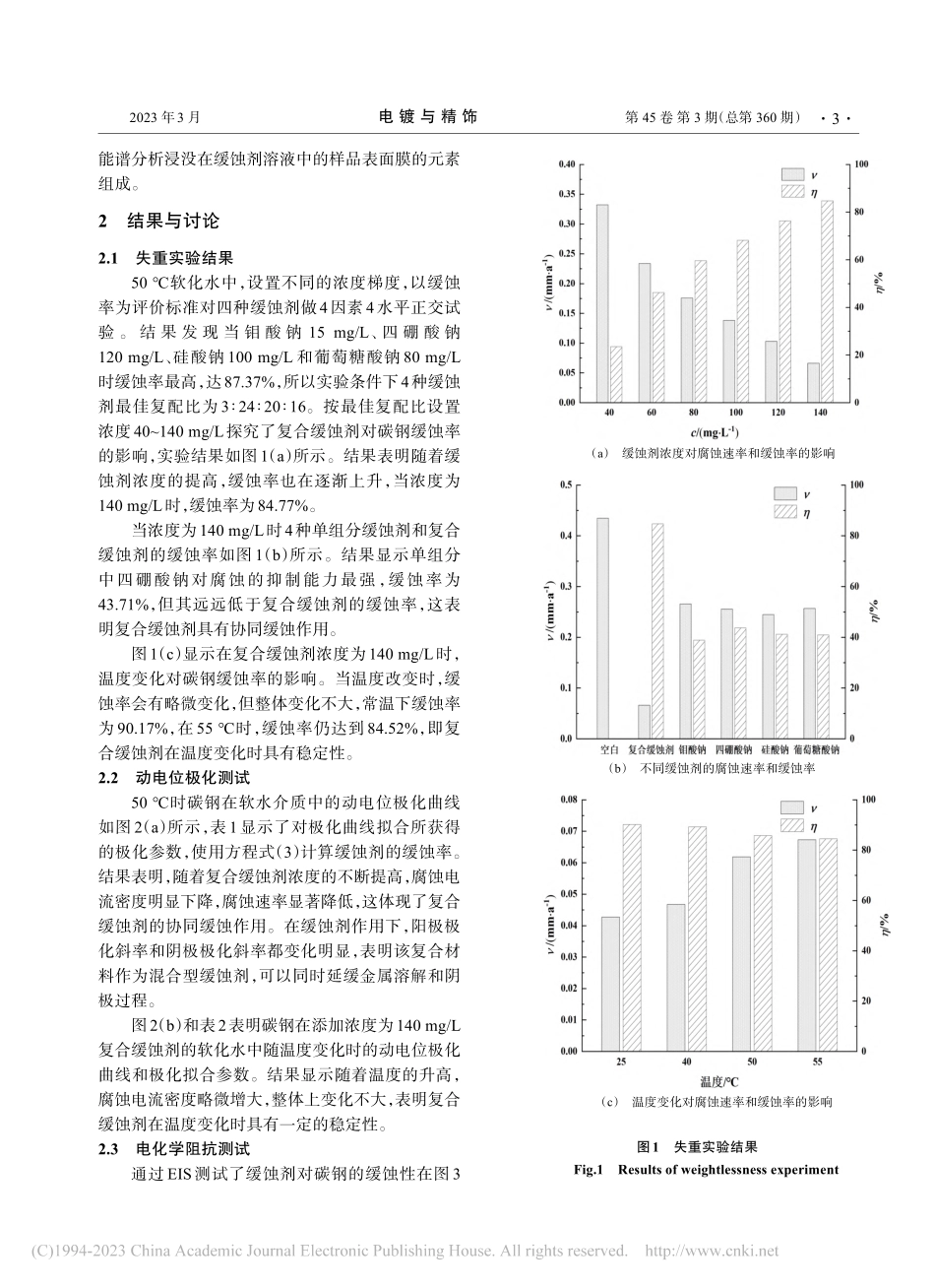 复合缓蚀剂在软化水中对低碳钢的协同缓蚀作用_康保生.pdf_第3页