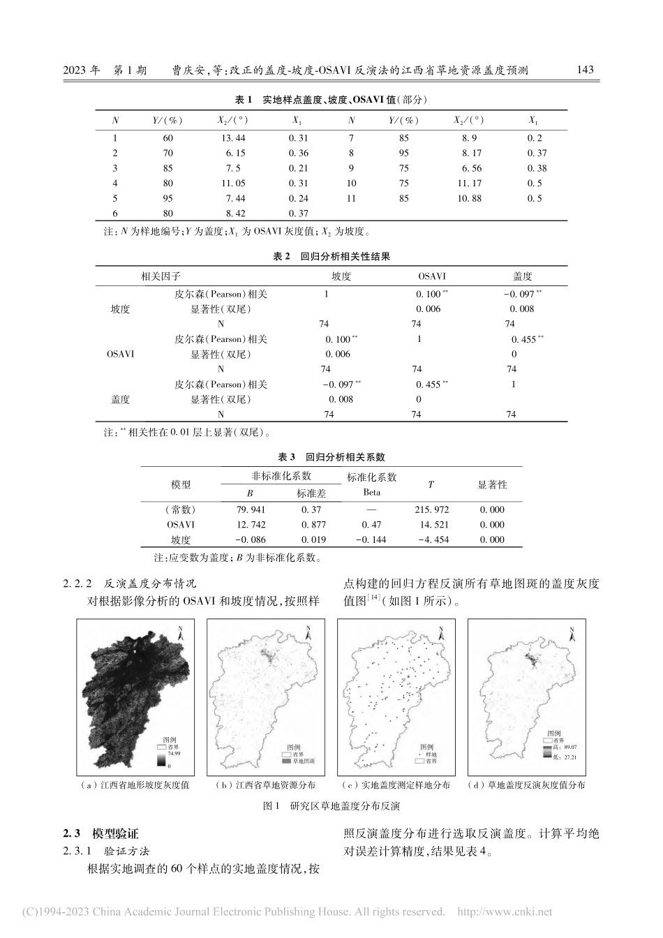 改正的盖度-坡度-OSAV...法的江西省草地资源盖度预测_曹庆安.pdf_第3页