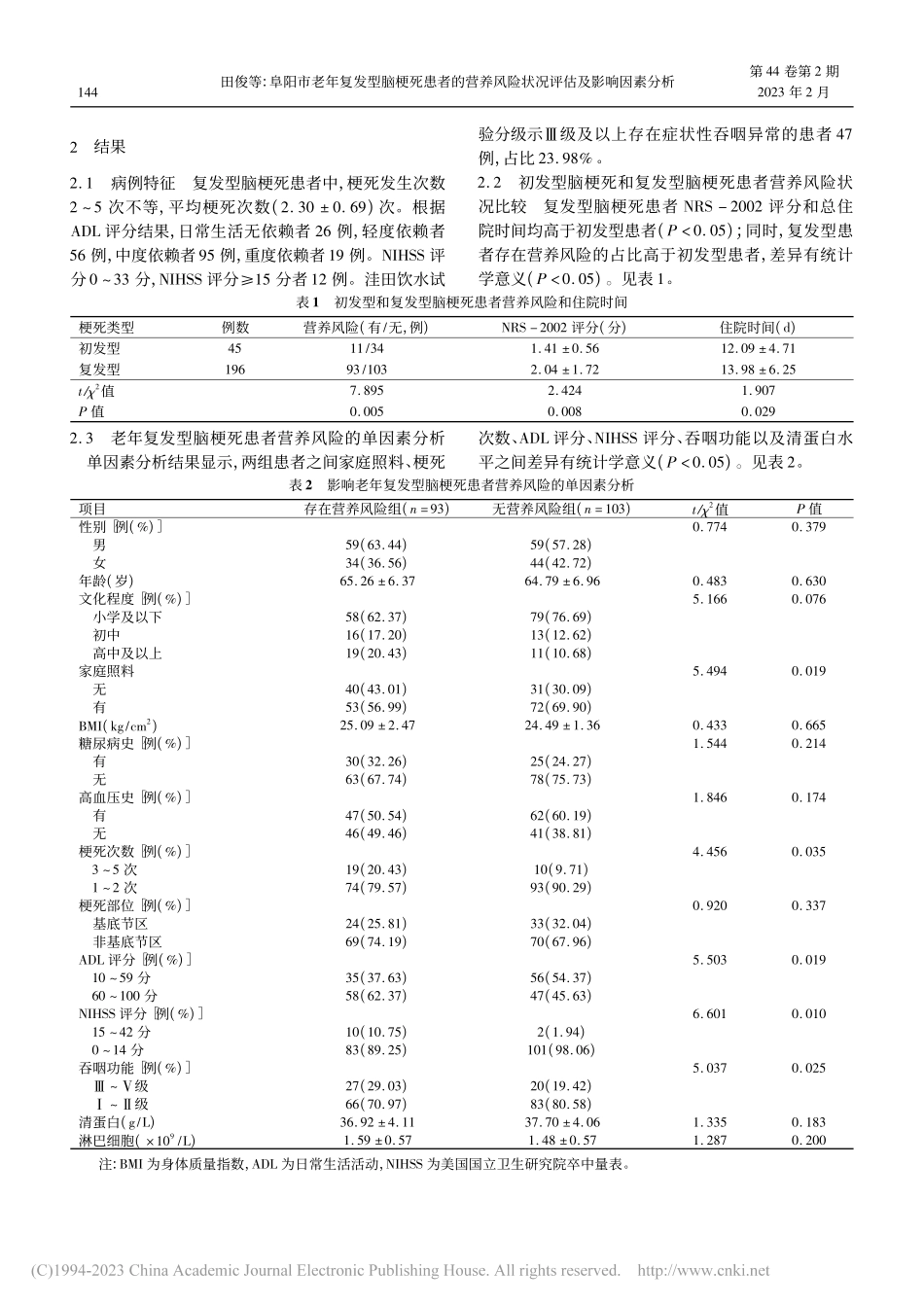 阜阳市老年复发型脑梗死患者...风险状况评估及影响因素分析_田俊.pdf_第3页