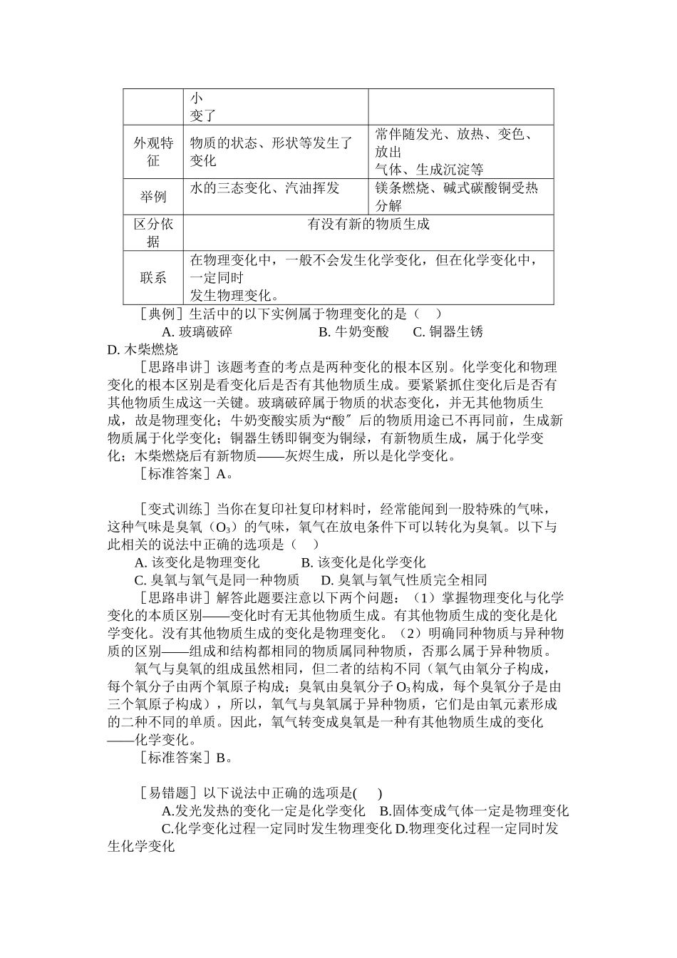 2023年中考化学考点复习专题一物质的变化和性质人教新课标版.docx_第2页