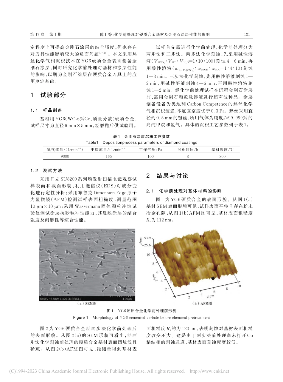 化学前处理对硬质合金基材及金刚石涂层性能的影响_傅上.pdf_第2页