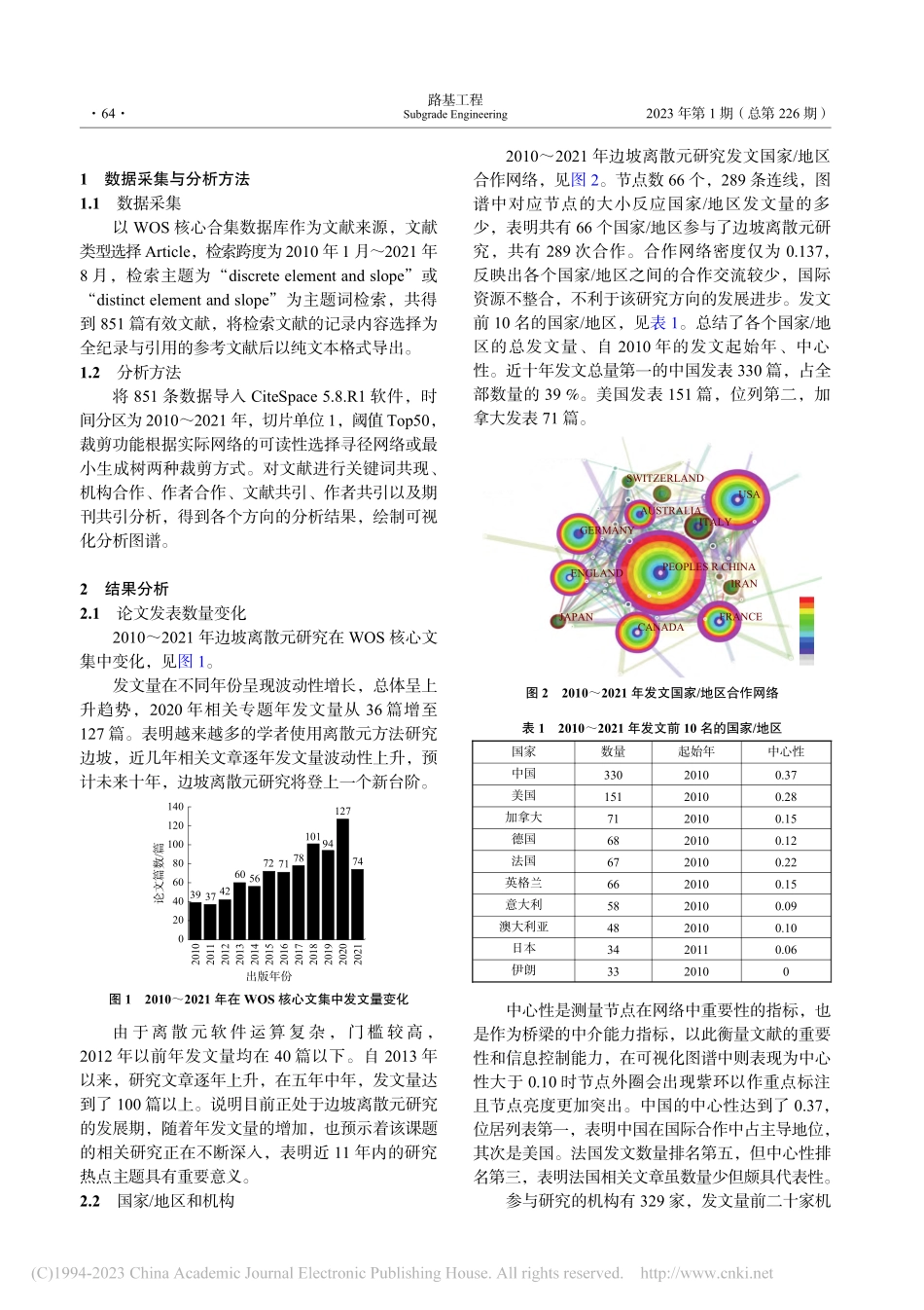 基于Citespace的边坡离散元研究文献计量分析_刘汉雄.pdf_第2页