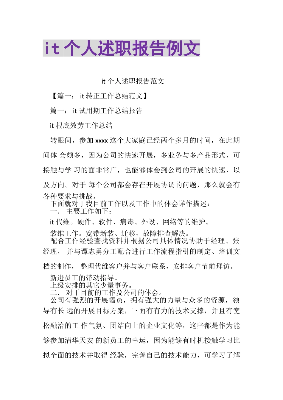 2023年IT个人述职报告例文.doc_第1页