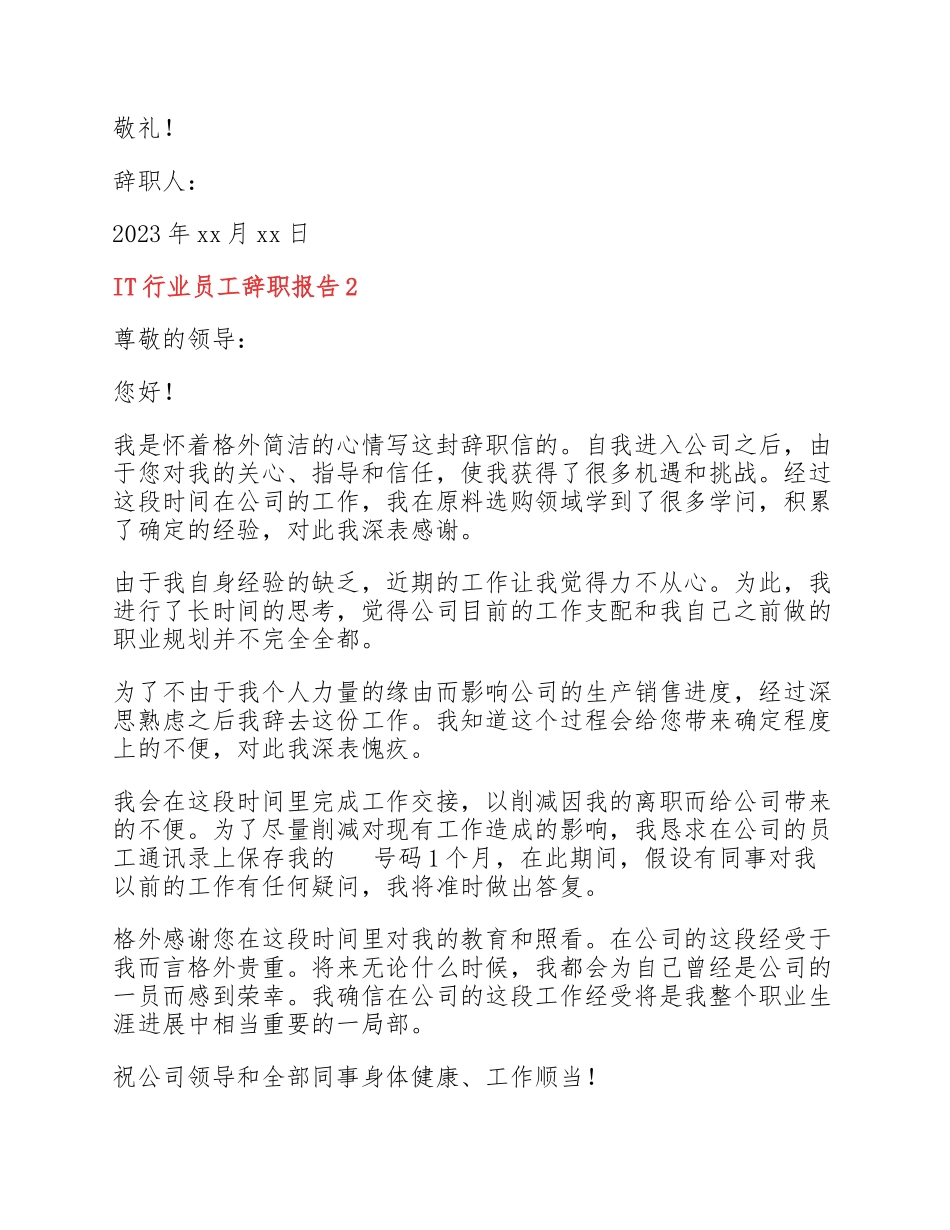 2023年IT行业员工辞职报告简短4篇.docx_第2页