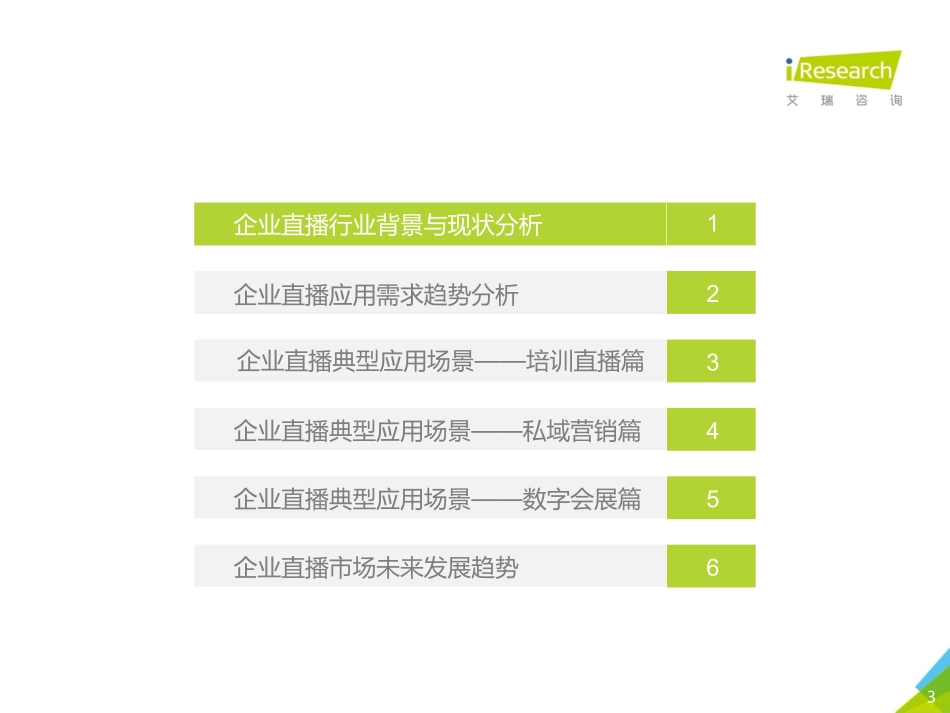 2020年中国企业直播应用场景趋势研究报告-艾瑞-202008.pdf_第3页