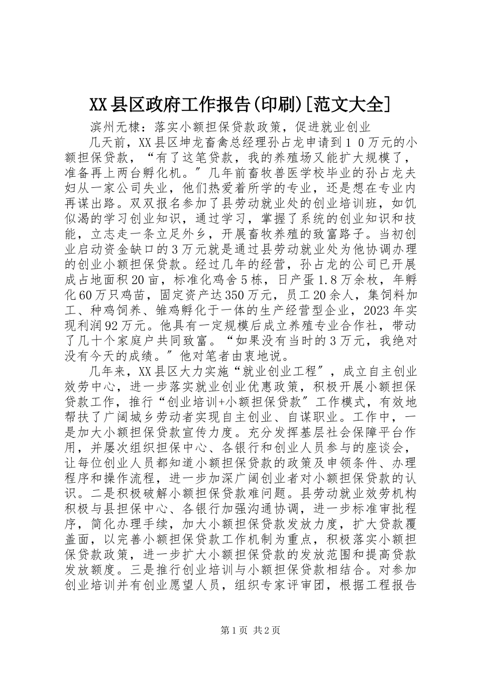 2023年XX县区政府工作报告印刷大全新编.docx_第1页