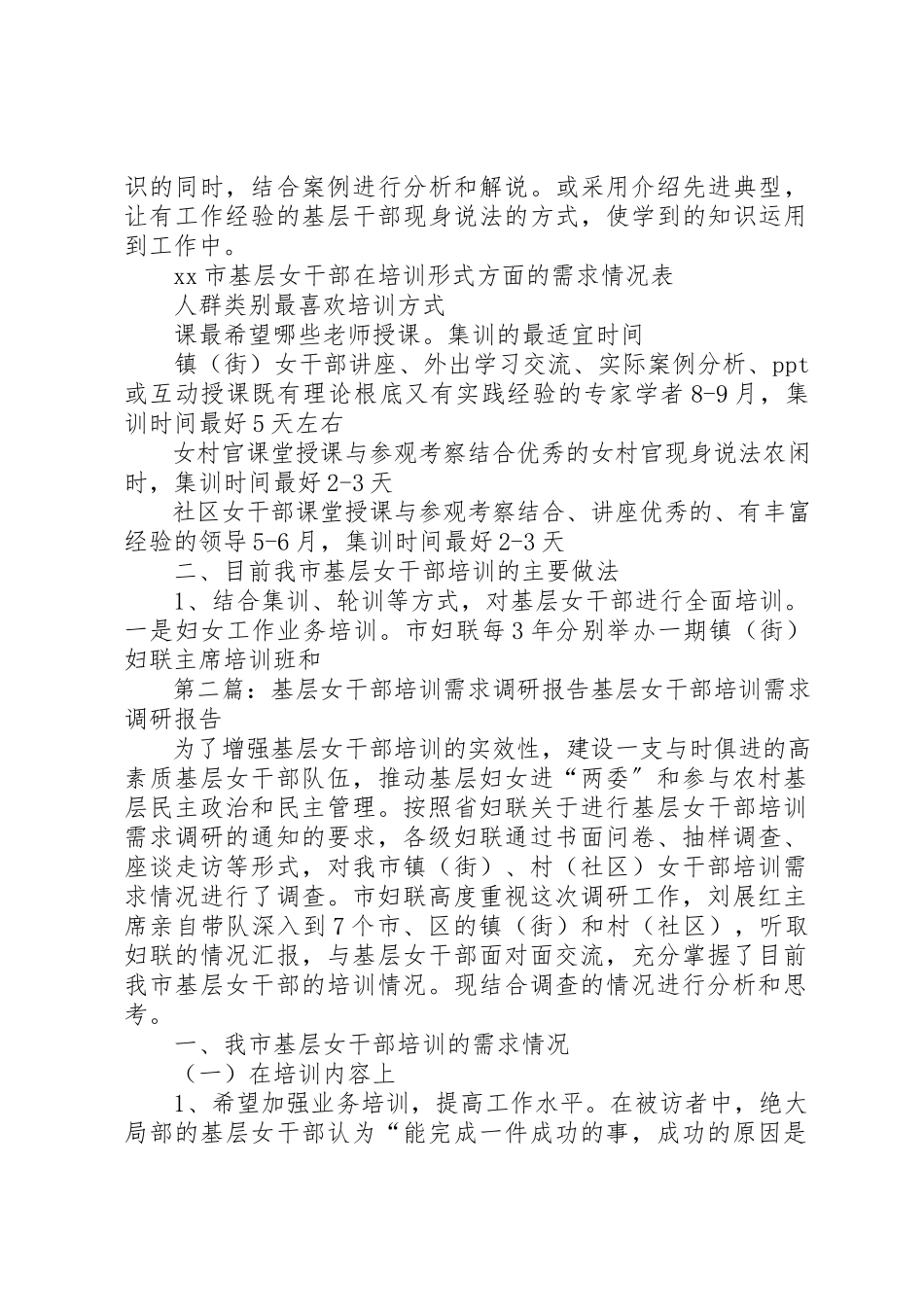 2023年xx基层女干部培训需求调研报告基层女干部培训需求的调查和思考新编.docx_第3页