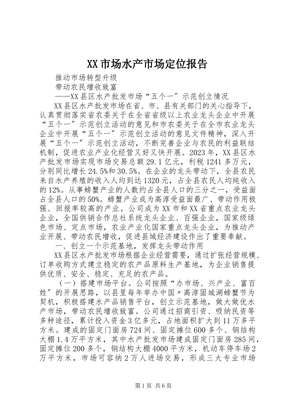 2023年XX市场水产市场位报告.docx_第1页