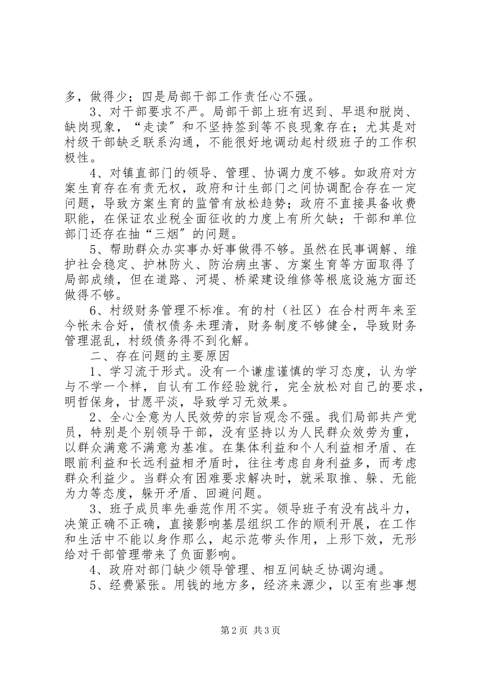 2023年X镇党政班子自查报告新编.docx_第2页