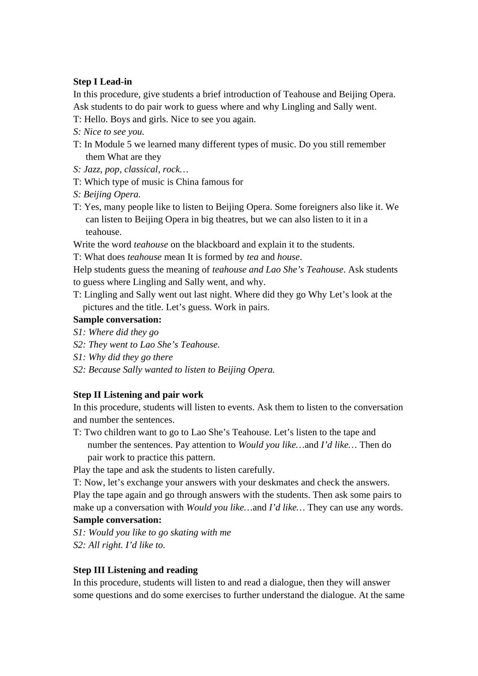 2023年module10《laoshe’steahouse》全模块教案外研社八年级上doc初中英语.docx_第3页