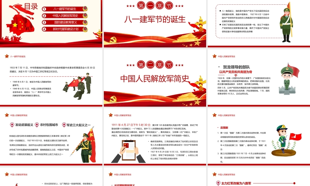 八一建军节献礼PPT红色简约风热烈庆祝中国人民解放军建军95周年专题课件模板.pptx