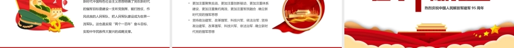 八一建军节献礼PPT红色简约风热烈庆祝中国人民解放军建军95周年专题课件模板.pptx