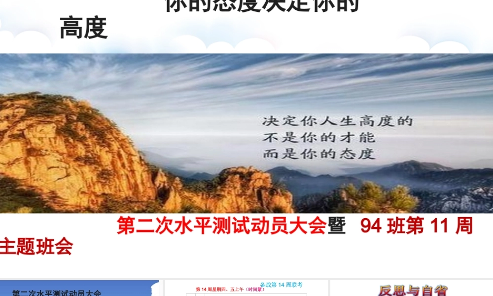广东省佛山市顺德区勒流江义初级中学七年级94班第11周主题班会课件：你的态度决定你的高度(共20张PPT).ppt