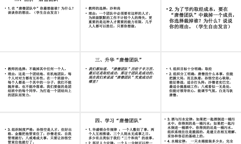 班集体教育主题班会课件：我看“唐僧团队”(共24张PPT).ppt