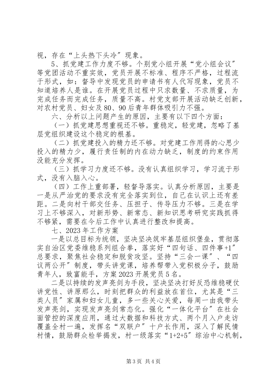 2023年村党支部书记抓基层党建工作述廉述职报告新编.docx_第3页