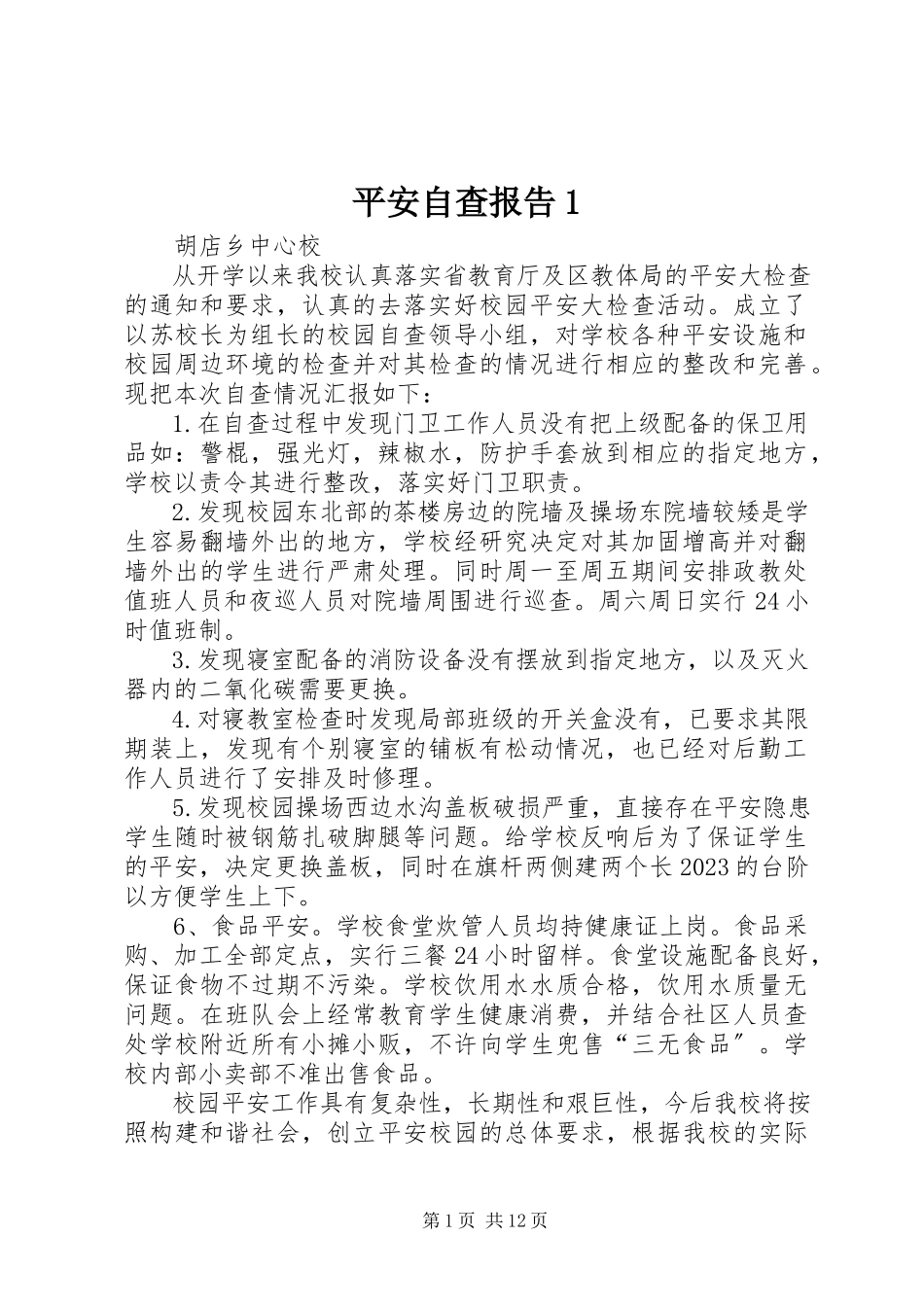 2023年安全自查报告2新编.docx_第1页