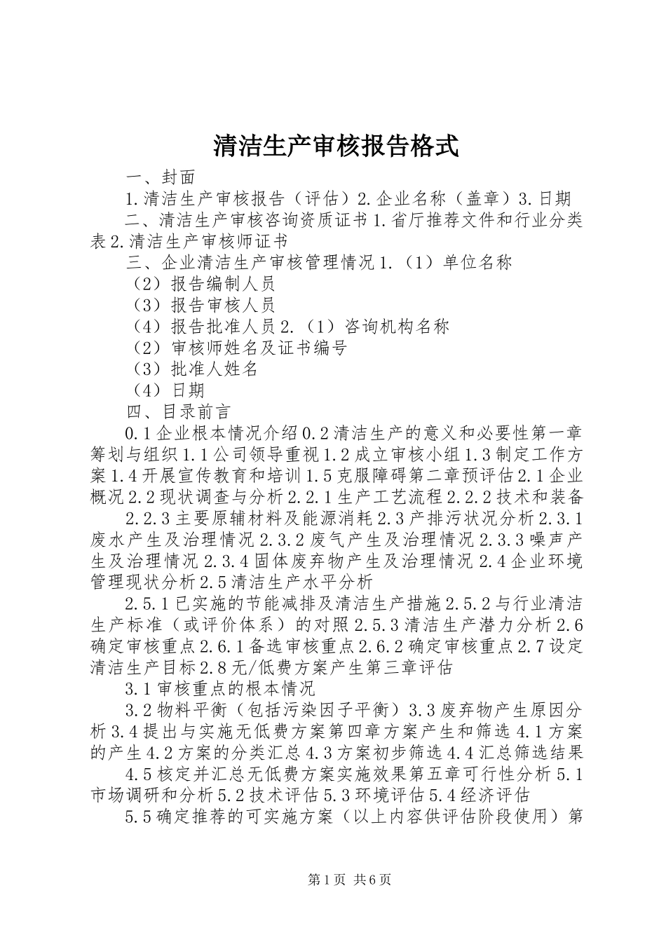 2023年清洁生产审核报告格式.docx_第1页