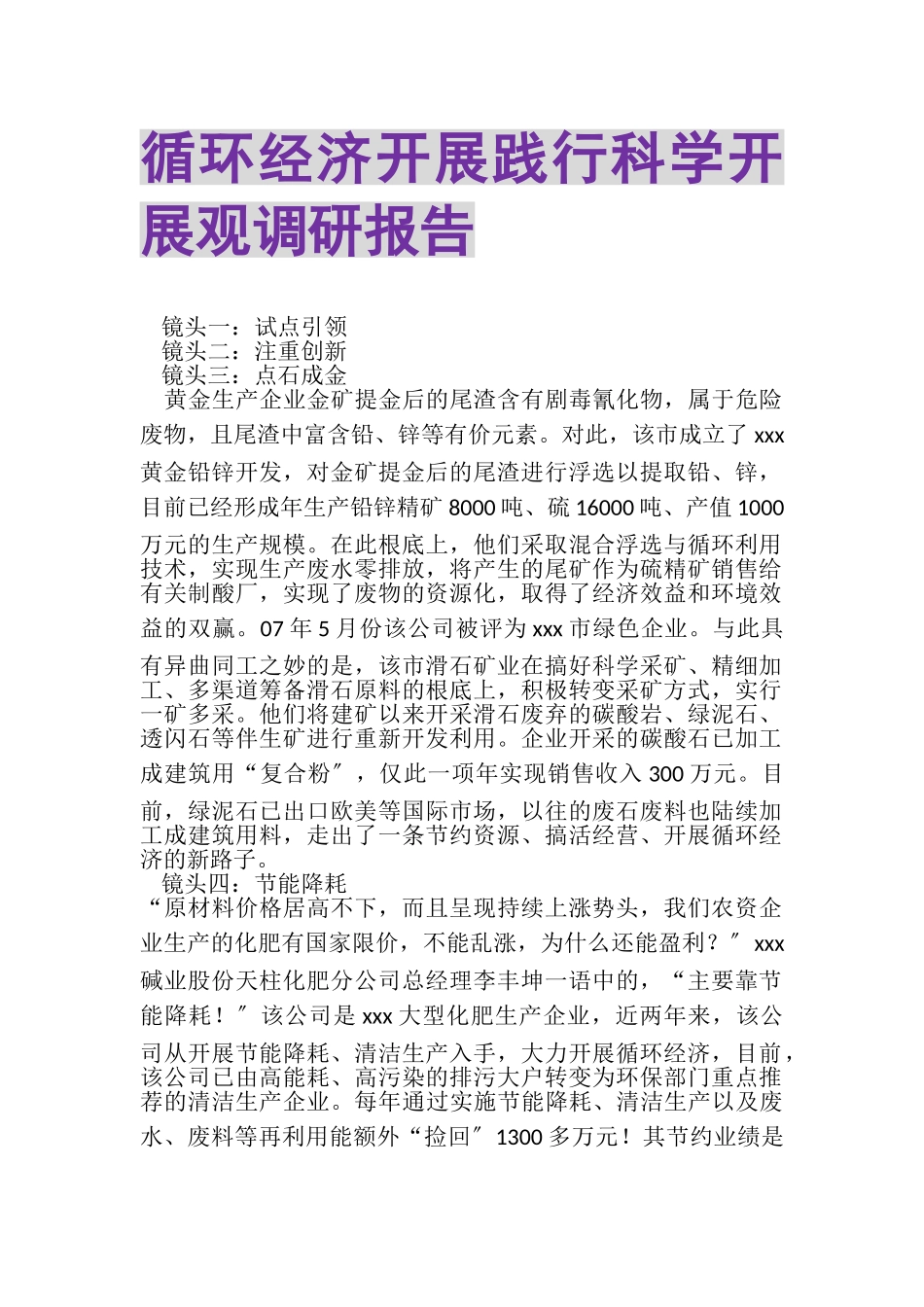 2023年循环经济发展践行科学发展观调研报告.doc_第1页