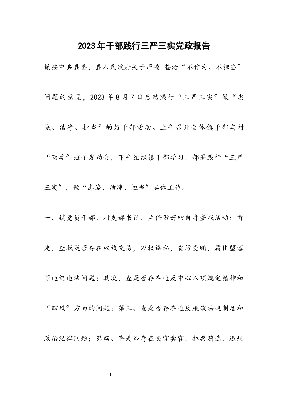 2023年干部践行三严三实党政报告.docx_第1页