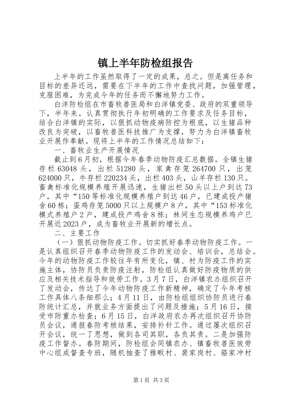 2023年镇上半年防检组报告.docx_第1页