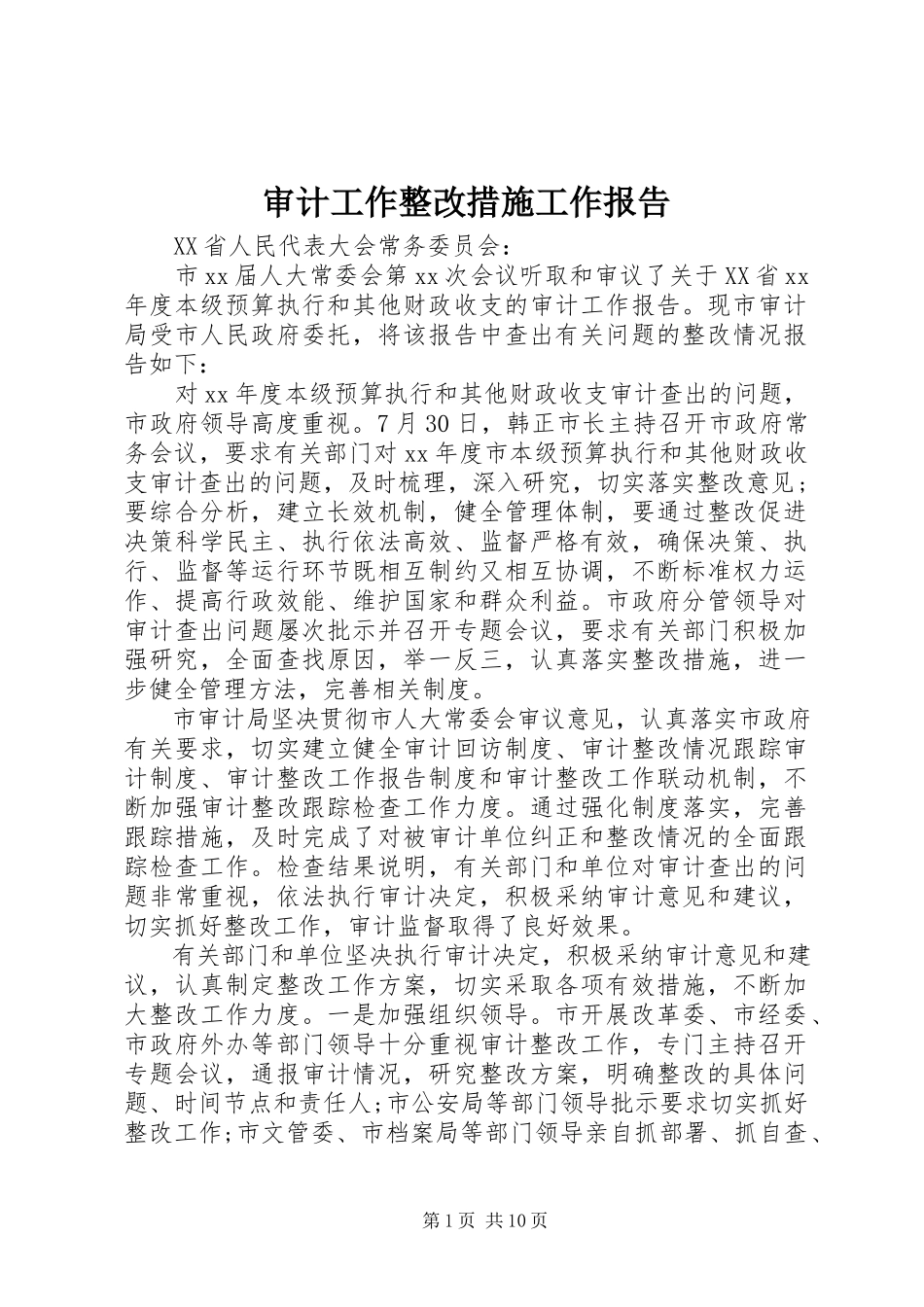 2023年审计工作整改措施工作报告.docx_第1页