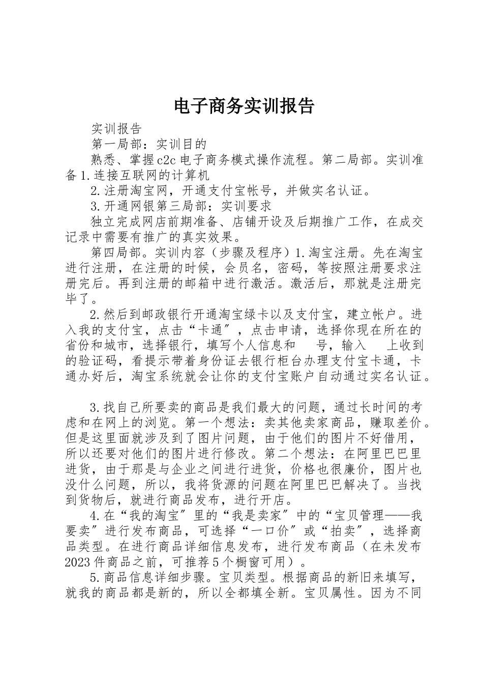 2023年电子商务实训报告新编.docx_第1页