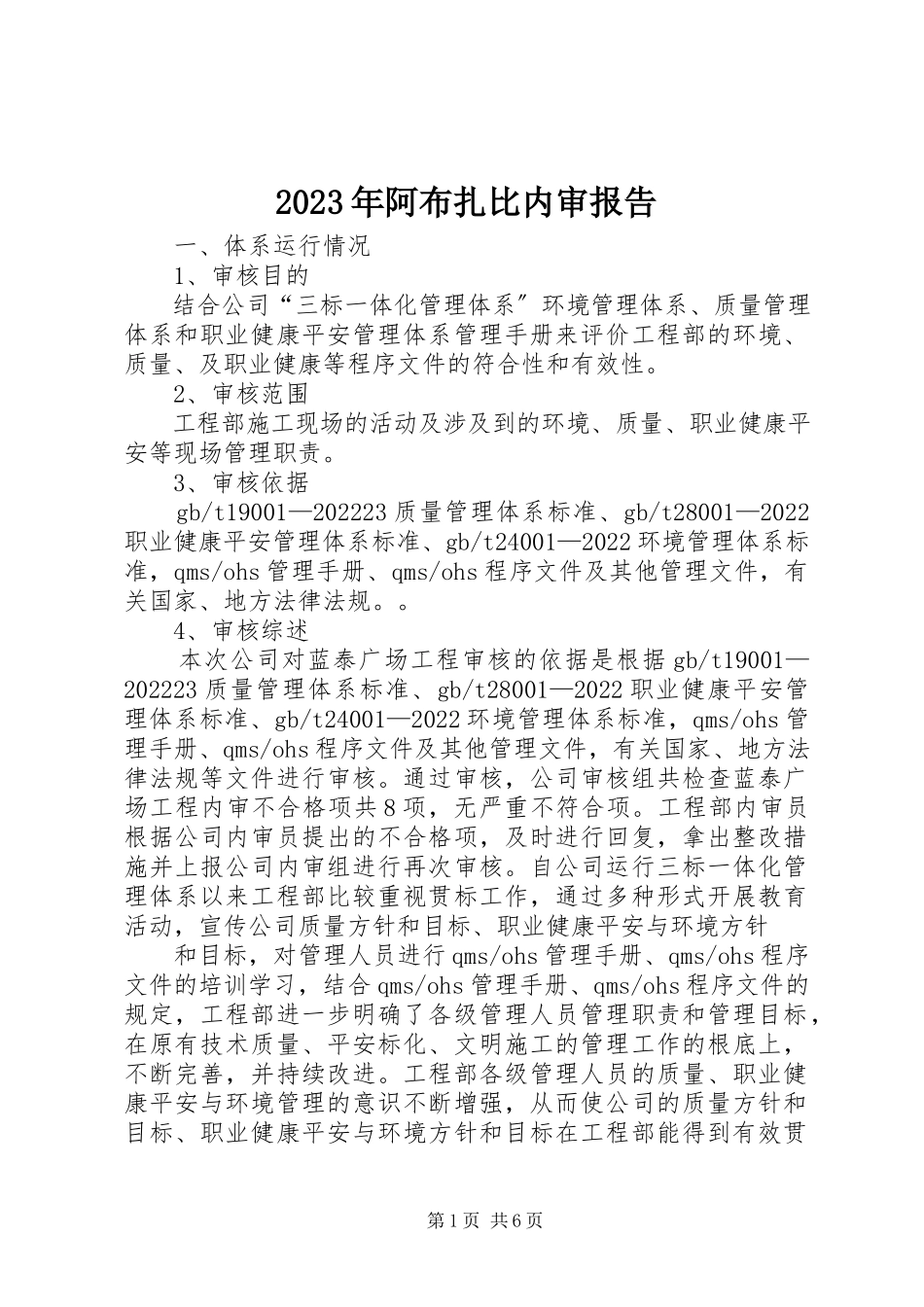 2023年阿布扎比内审报告.docx_第1页