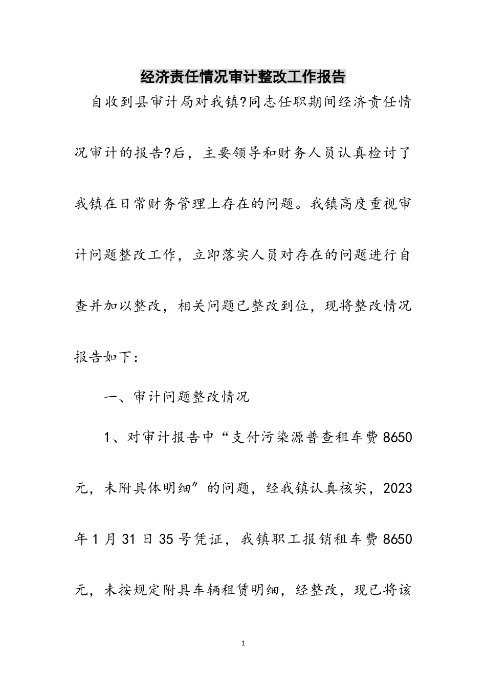 2023年经济责任情况审计整改工作报告范文.doc_第1页