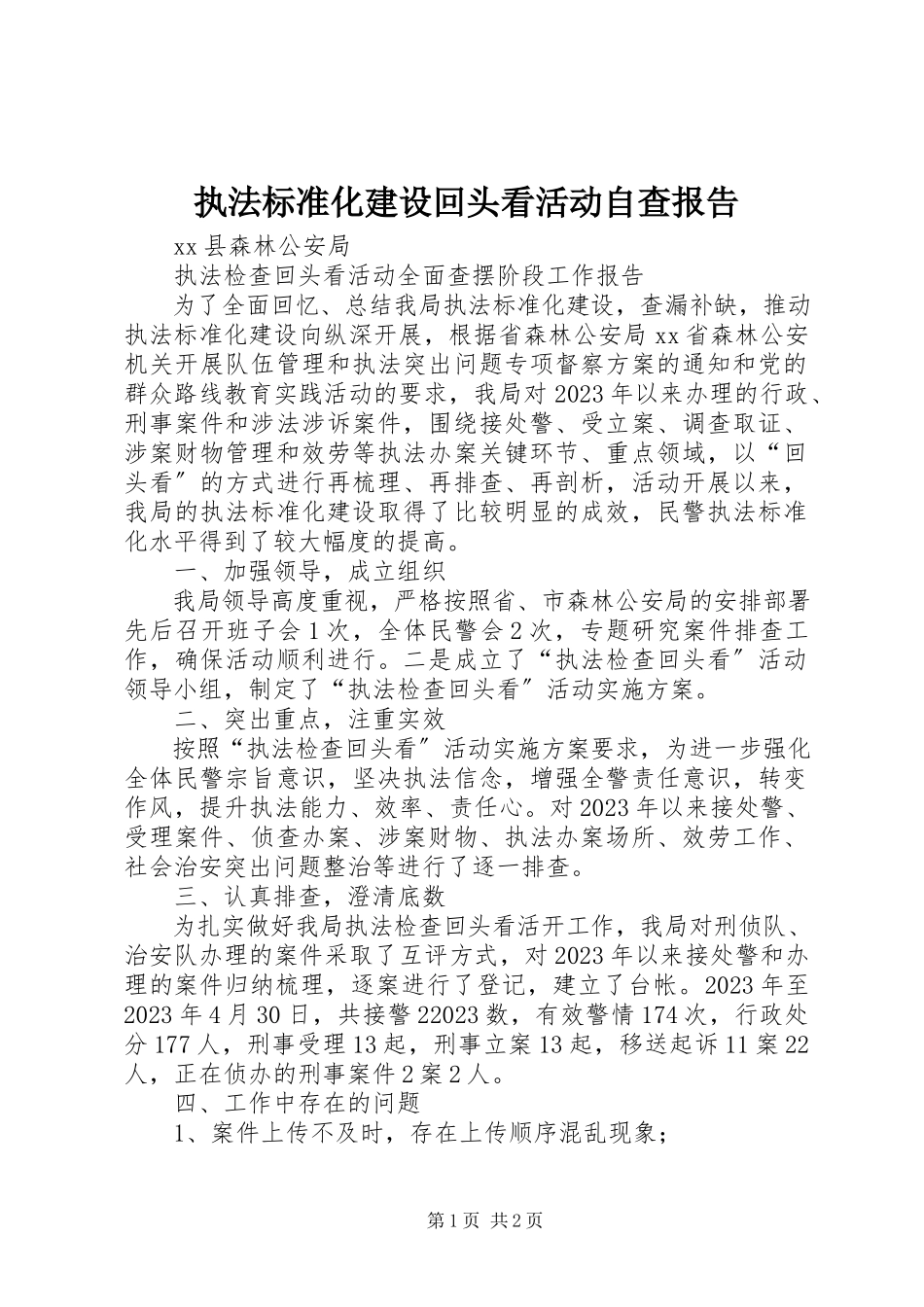 2023年执法规范化建设回头看活动自查报告.docx_第1页