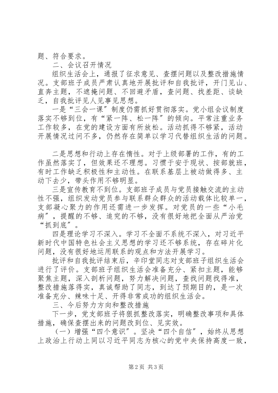 2023年基层党组织组织生活会情况专题报告.docx_第2页